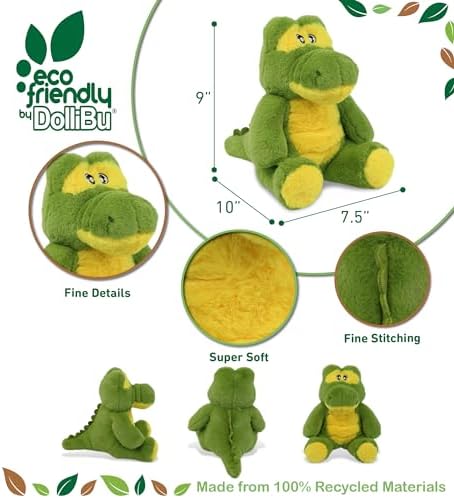 DolliBu Alligator Plush Toy 9 Inches Eco-Friendly Stuffed Animal