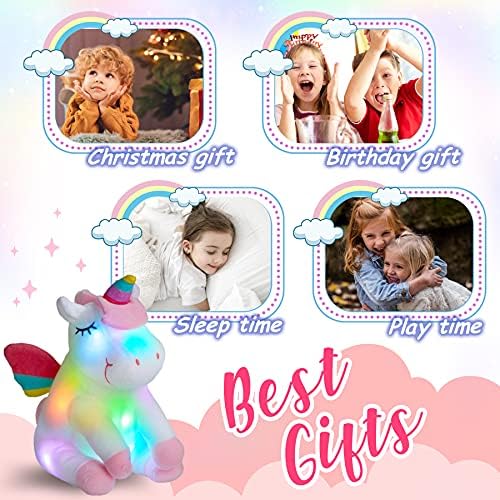Athoinsu 12 Glowing Unicorn Plush Toy with LED Night Light