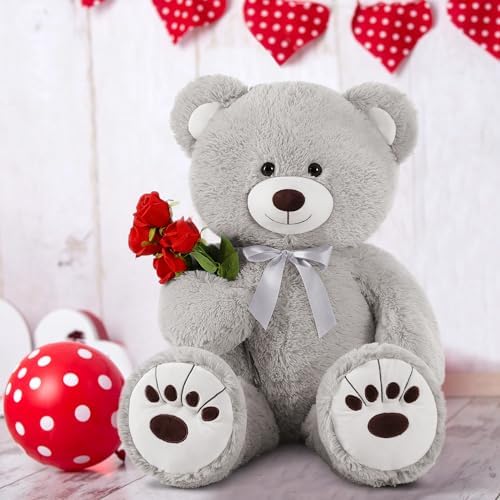 MorisMos 36in Giant Gray Teddy Bear Plush