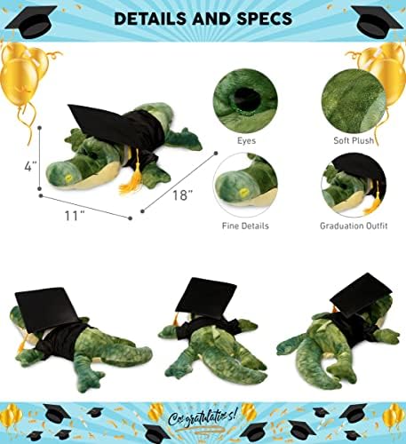 DolliBu Alligator Graduation Plush - 18 Inches with Personalization