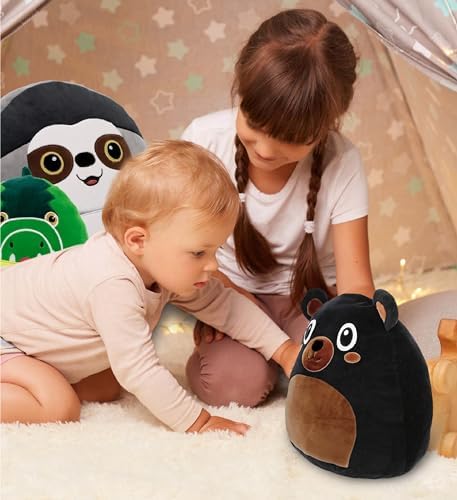 DolliBu Snug-Mooshies Black Bear Plush Toy - 10 Inch