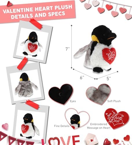 DolliBu I Love You Valentine Emperor Penguin Plush - 7 Inches