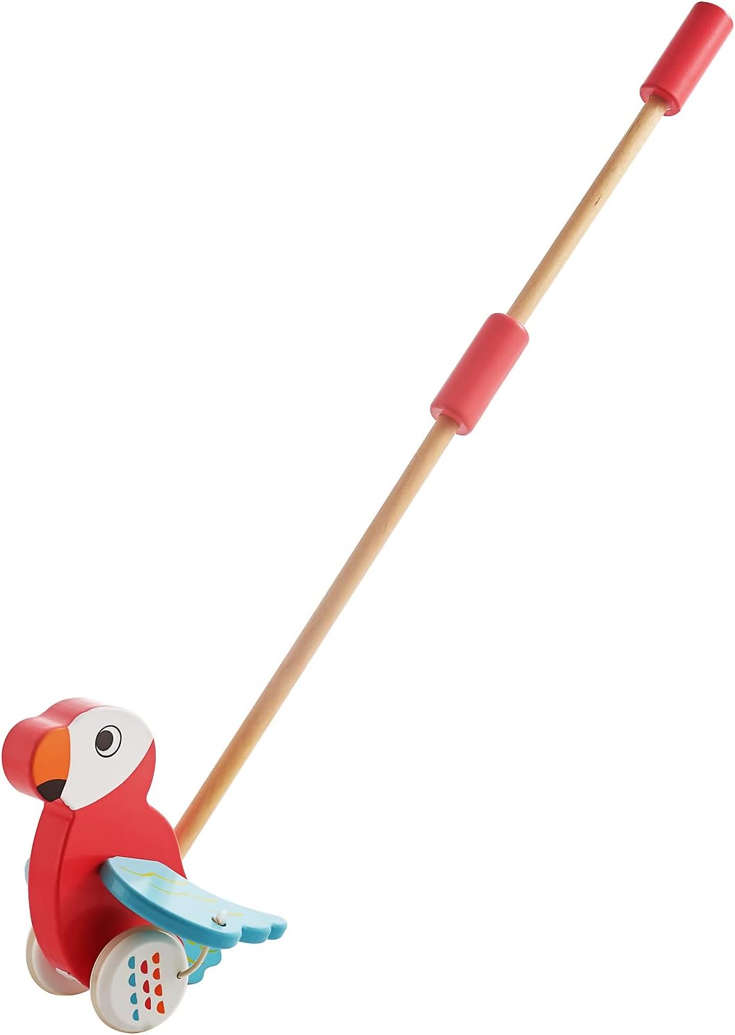 RUYU Parrot Wooden Push Pull Toy for Toddlers