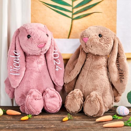 Flycalf Personalized Valentines Bunny with Embroidered Name