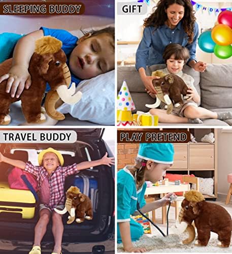 DolliBu Plush Mammoth Stuffed Animal - 9 Inch