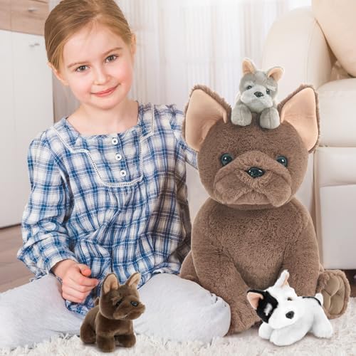 Tezituor French Bulldog Plush Toy with 3 Babies