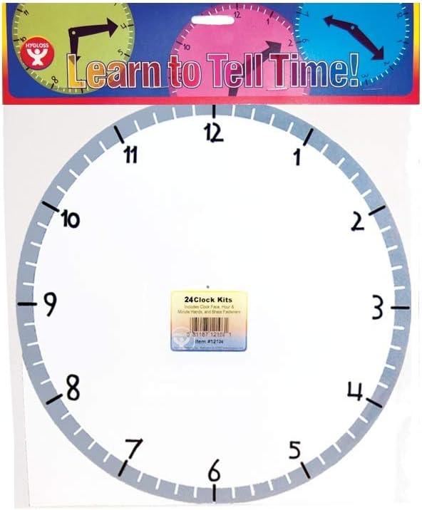Hygloss Learn-to-Tell-Time Paper Clock Kit for Kids
