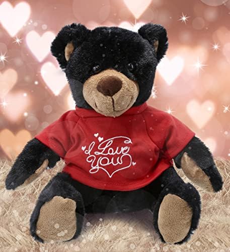 DolliBu I Love You Valentine Black Bear Plush - 10 Inches