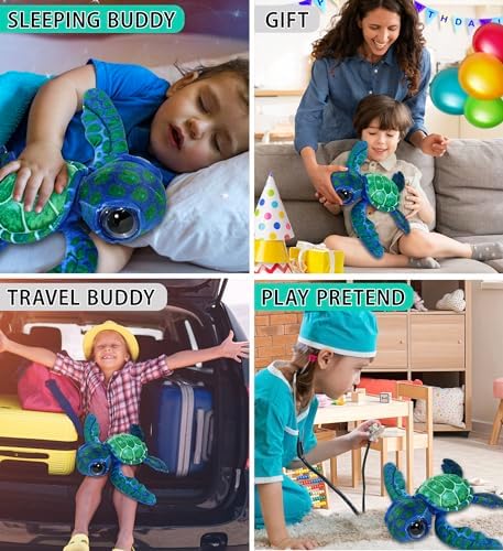 DolliBu Blue Sea Turtle Plush Toy 10 Inches