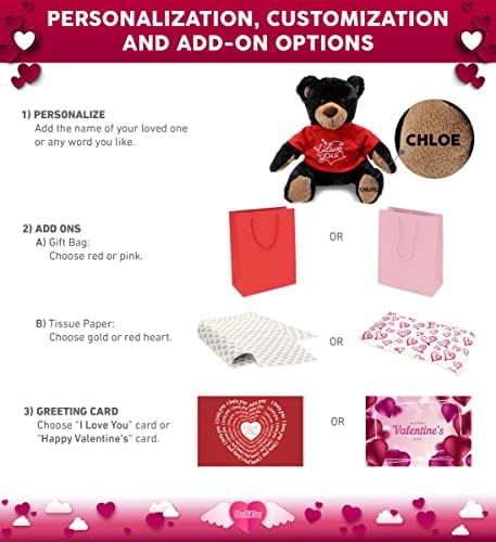 DolliBu I Love You Valentine Black Bear Plush - 10 Inches