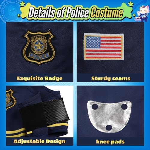 YADIYA Police Costume Set for Kids 3-12
