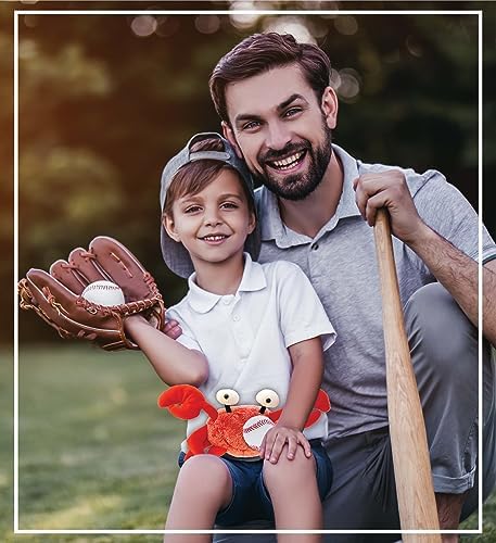 DolliBu Red Crab Stuffed Animal with Baseball - 12 Inches