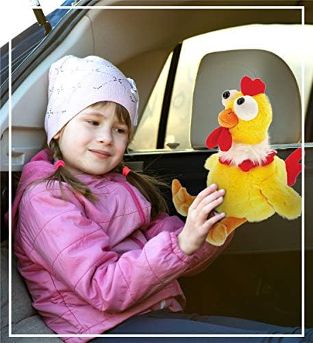 DolliBu Plush Rooster Toy - Soft Huggable Sitting Yellow Farm Animal