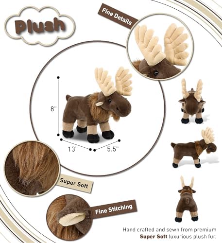 DolliBu Standing Moose Plush Toy - 8 Inches