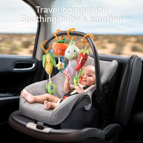 TUMAMA Hanging Baby Toys 4 Pack with Rattle and Teether