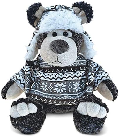 DolliBu Plush Black Bear with Hat and Sweater 1