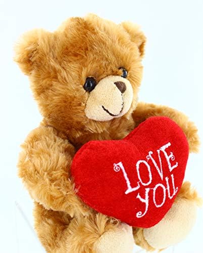 Plushland Stuffed Mocha Heart Bear 9 Inches