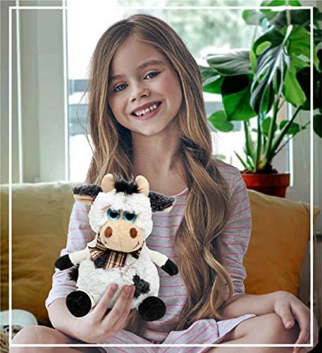 DolliBu Plush Cow Stuffed Animal - 7 Inch Huggable Cow Toy