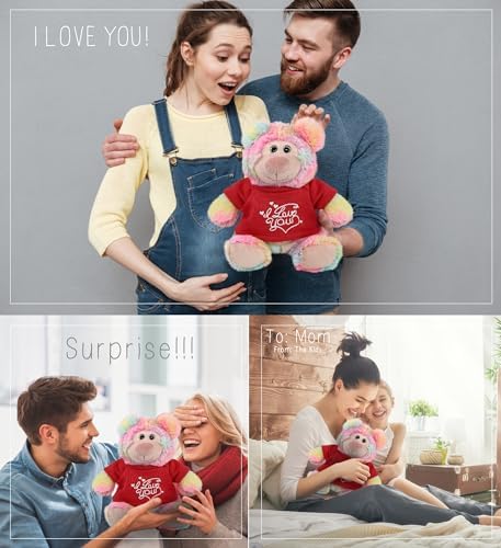 DolliBu I Love You Rainbow Bear Plush - 9 Inches