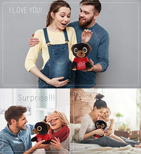 DolliBu I Love You Valentine Plush Black Bear - 8 Inches