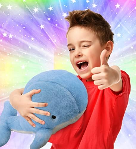 DolliBu Plush Whale Toy - Soft Blue 13 Inch Huggable Stuffed Animal