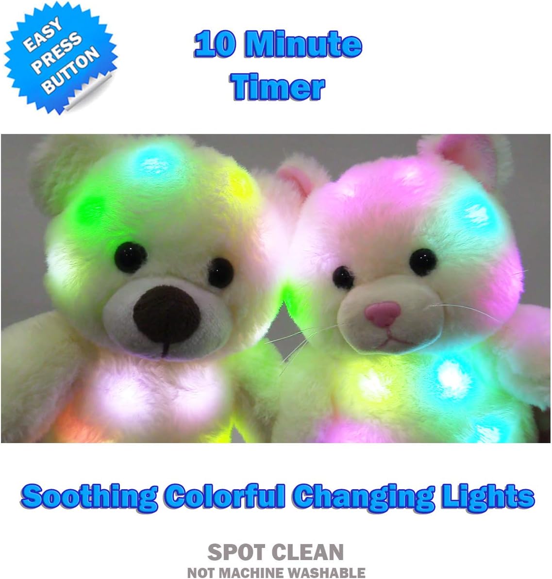 The Noodley LED Light Up Stuffed Animal Sleep Toy - 12 Inch White