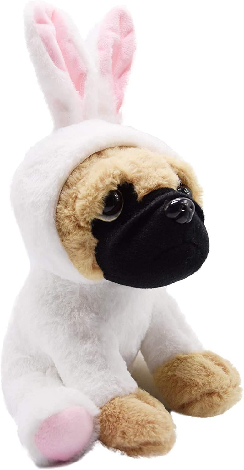 CASAGOOD Pug Dog Plush in Bunny Rabbit Costume 12 Inch