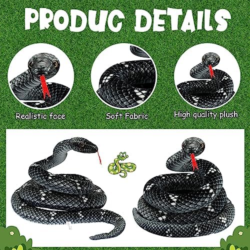 Hiboom Giant Snake Plush Toy 71 Inch Black Gray 1