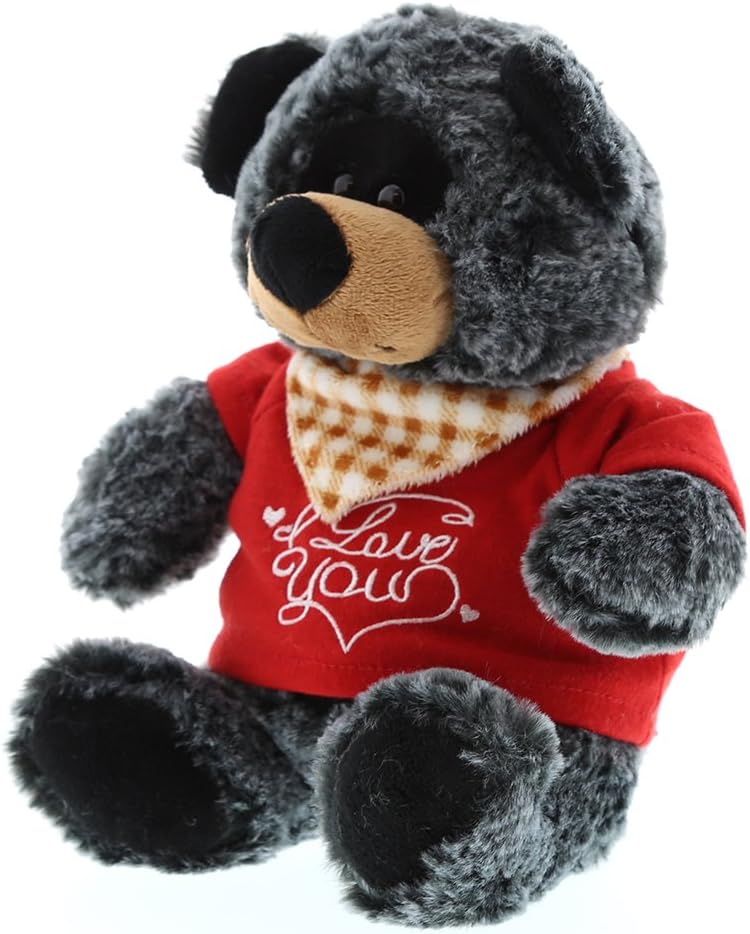 DolliBu I Love You Valentine Plush Black Bear - 8 Inches 1