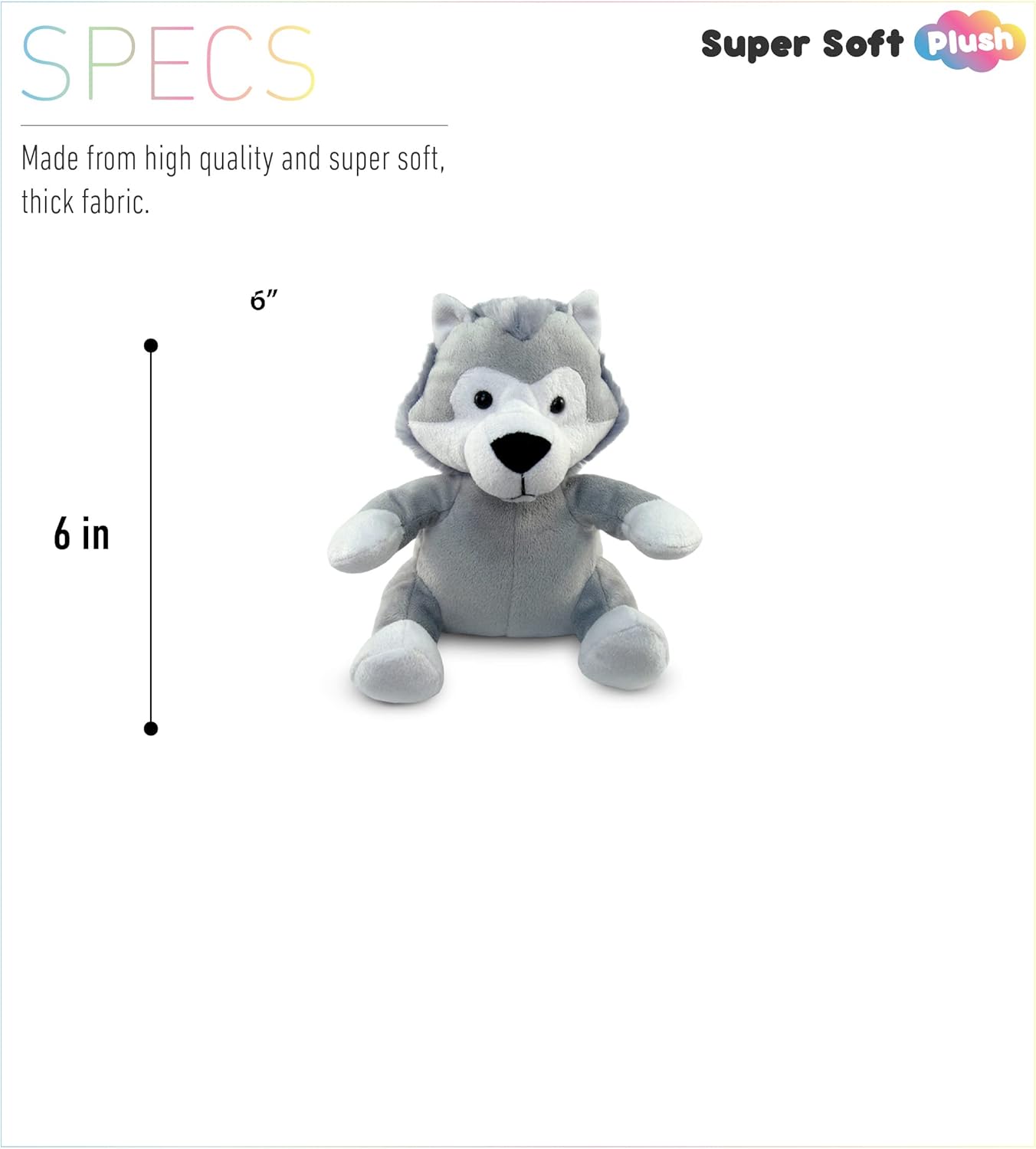 DolliBu Plush Wolf Stuffed Animal - 6 Inches