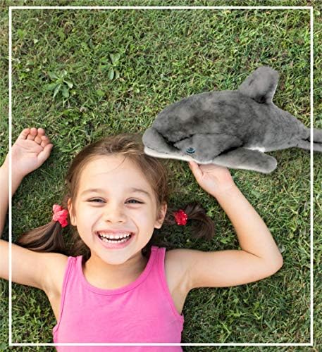 DolliBu Plush Dolphin Toy - 125 Inch Grey Huggable Stuffed Animal