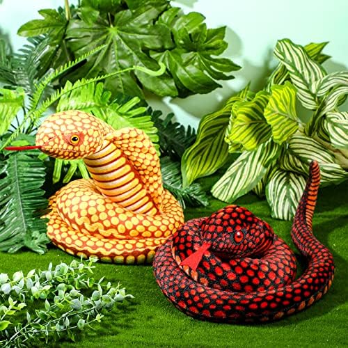 Zhanmai 2 Pcs Lifelike Cobra Plush Snake Toy