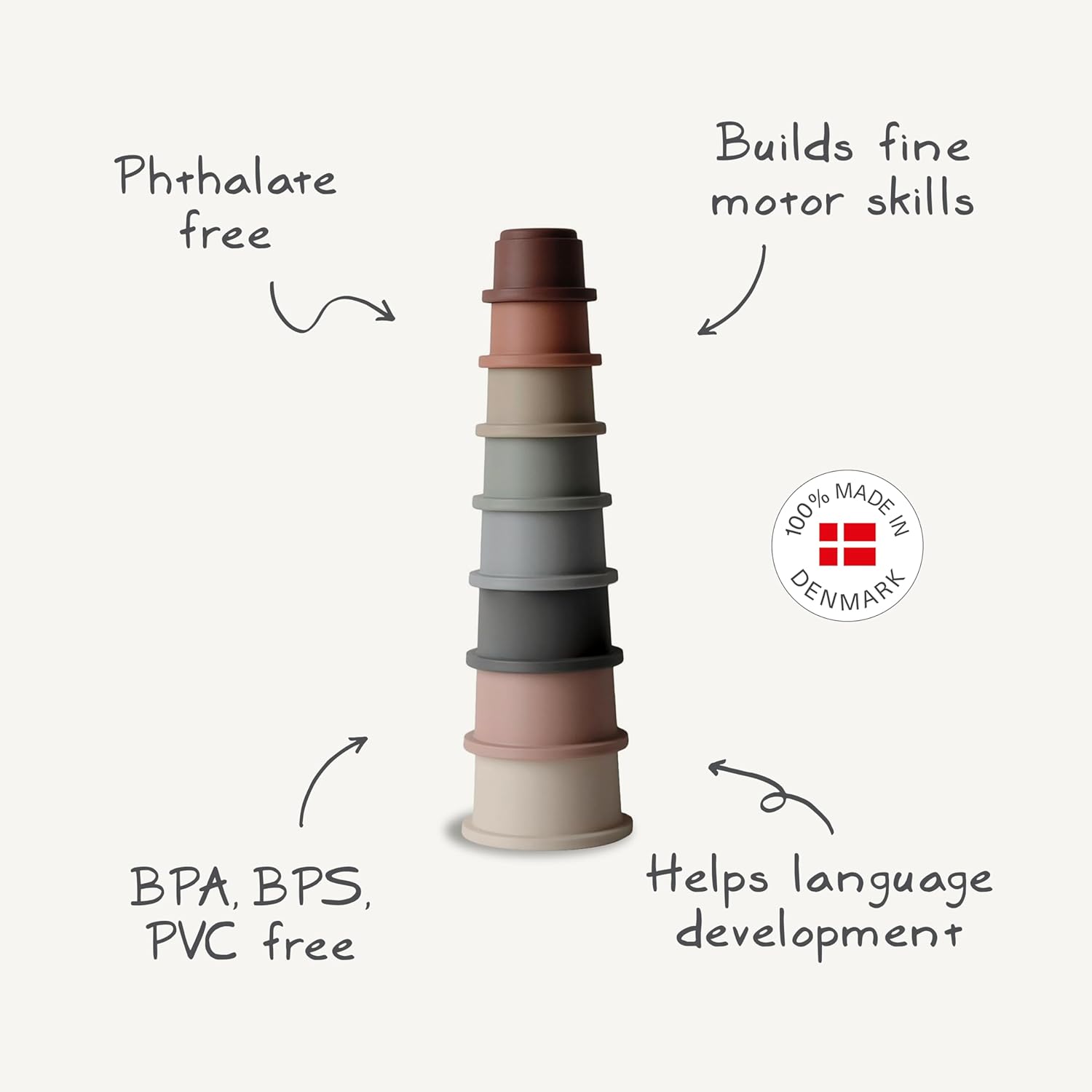 Mushie Stacking Cups Toy Made in Denmark