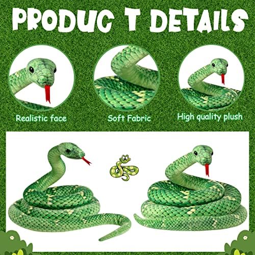 HyDren Realistic Giant Plush Snake Toy Green