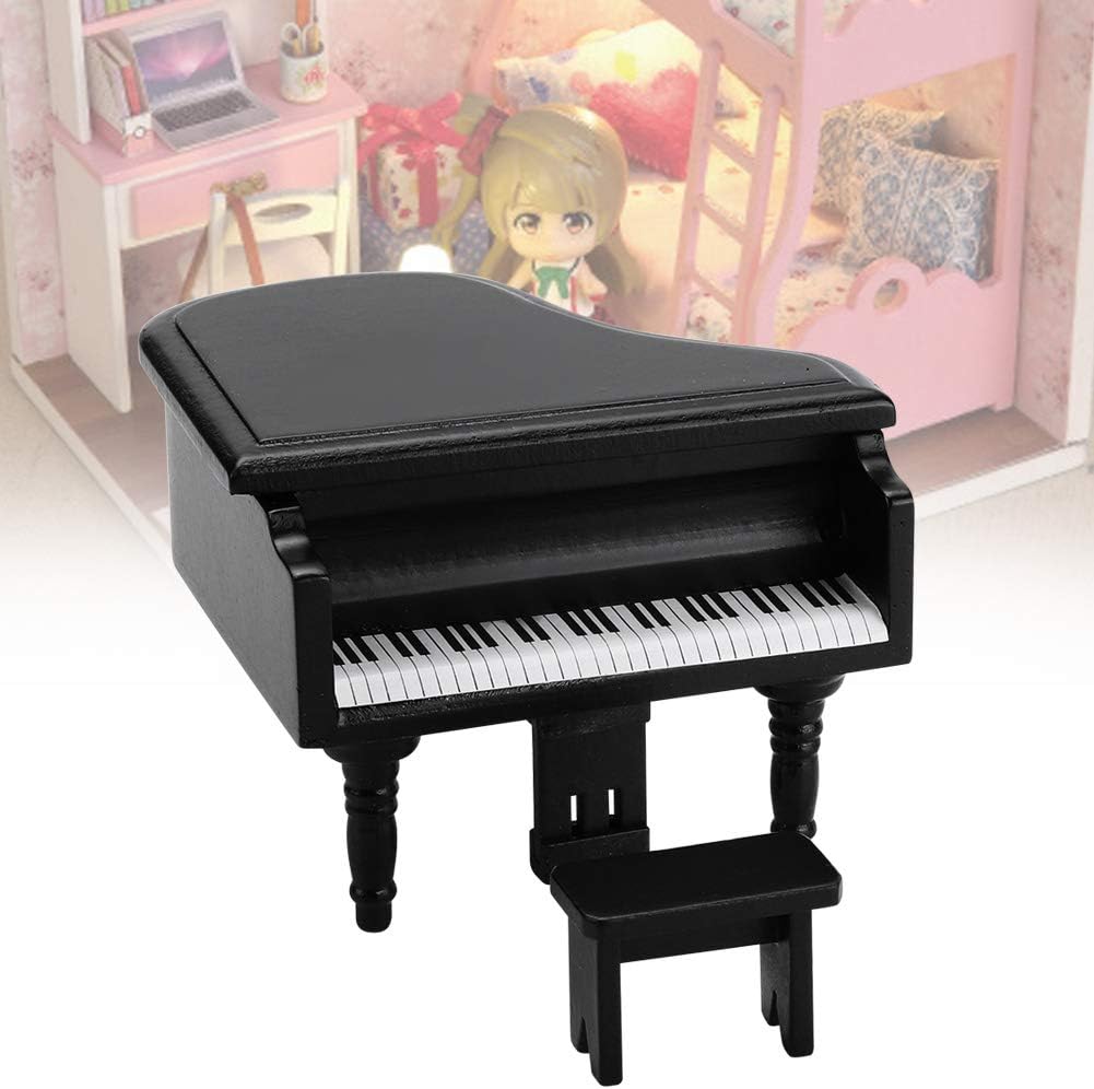Zerodis 112 Scale Miniature Grand Piano with Stool