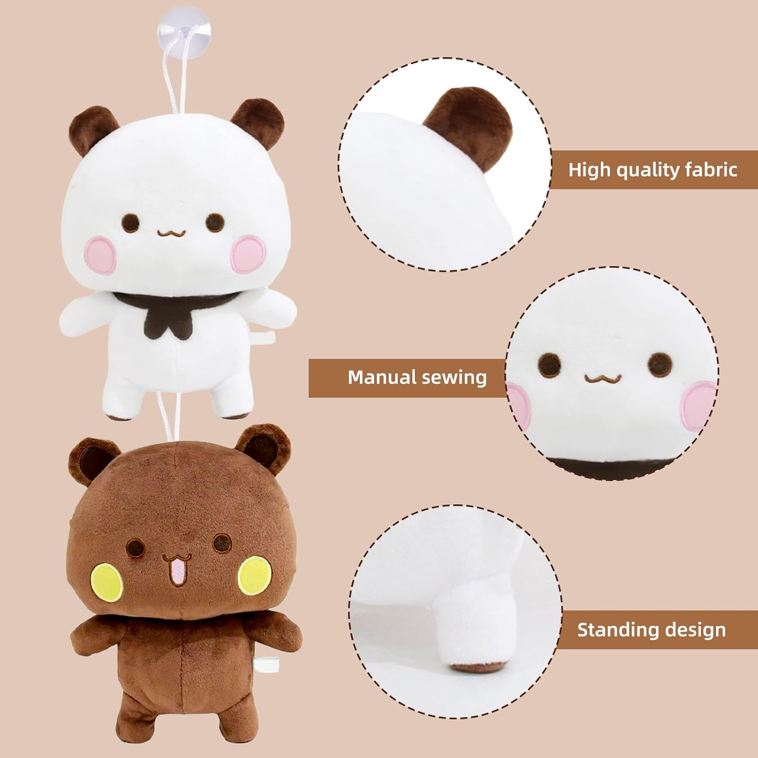 2 Pcs Bubu Dudu Bear Plush Toys for Kids and Girlfriends