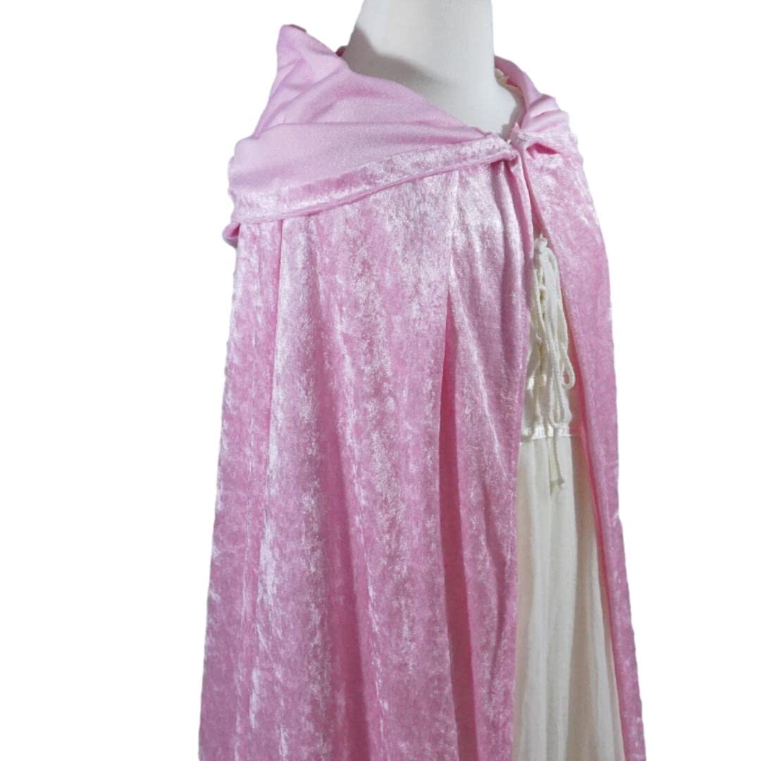 Light Pink Crushed Velvet Hooded Cape for All Sizes