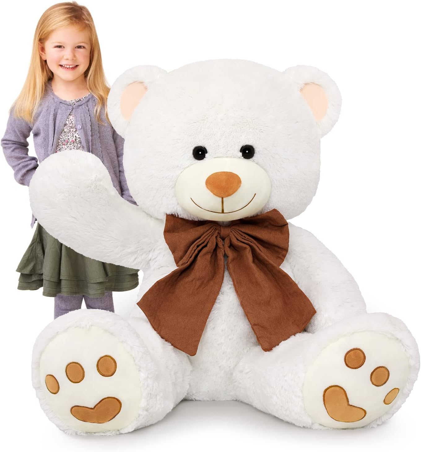 MorisMos 40 Inch White Teddy Bear Plush Toy