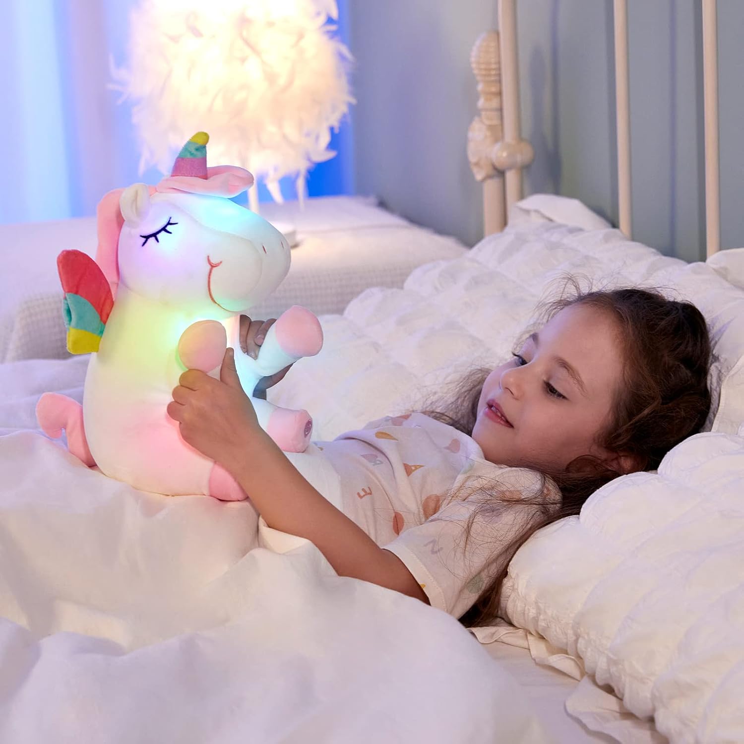 Athoinsu 12 Glowing Unicorn Plush Toy with LED Night Light