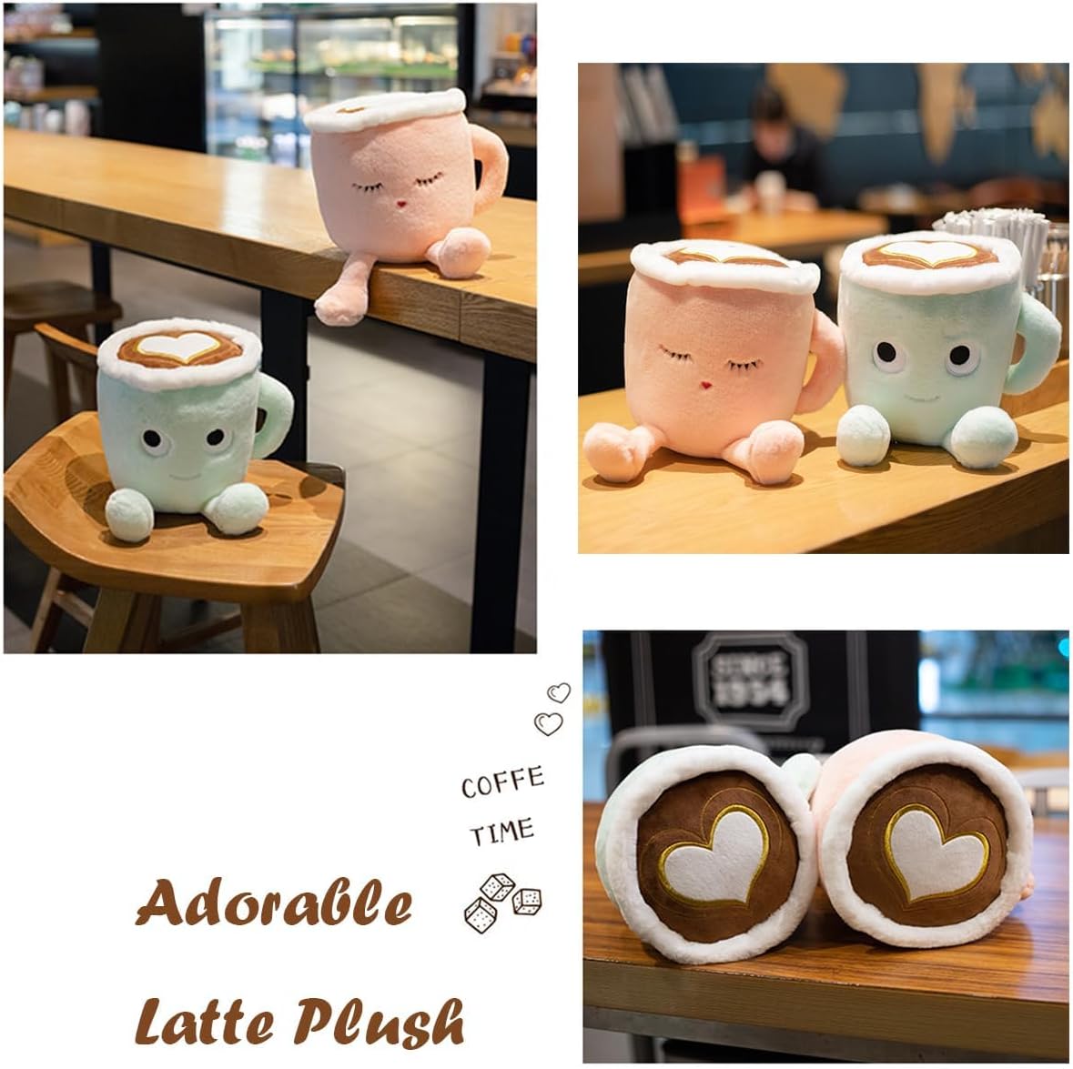 Latte Plush Pillow Coffee Cup Stuffed Toy for Kids and Adults