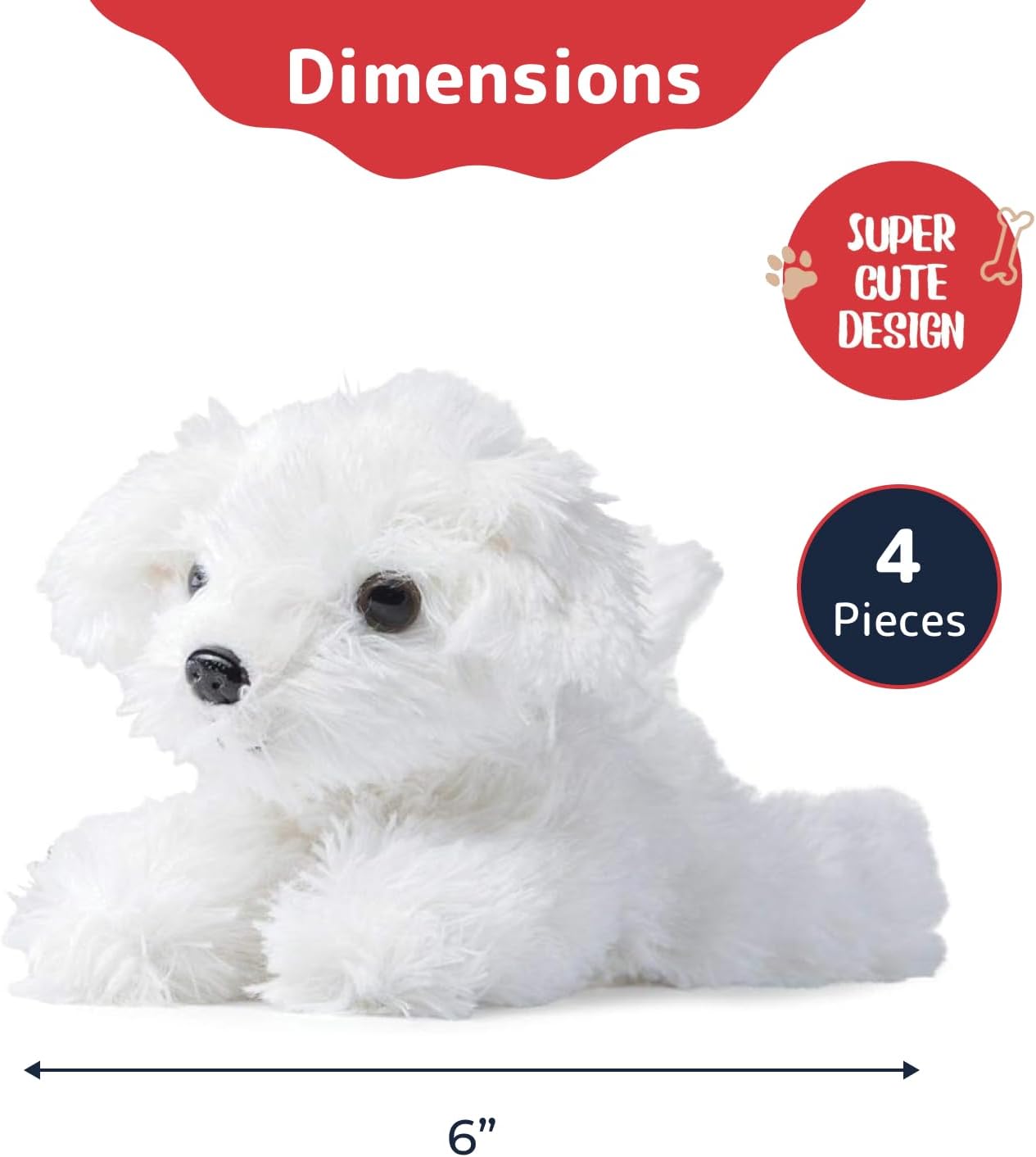 PREXTEX Stuffed Puppies Set of 4 6 Inch Plush Toys for Kids