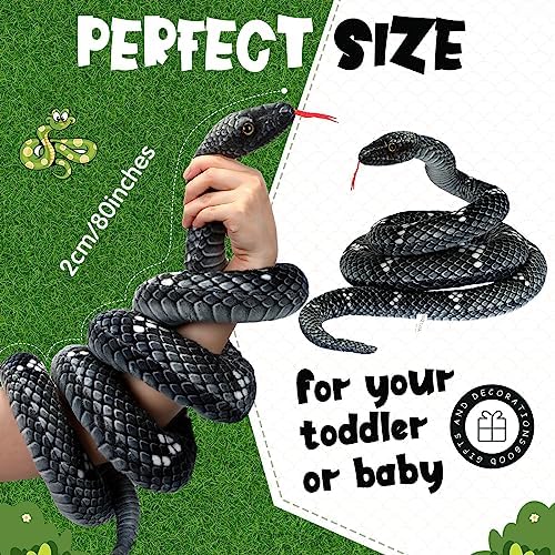 Hiboom Giant Snake Plush Toy 71 Inch Black Gray 1