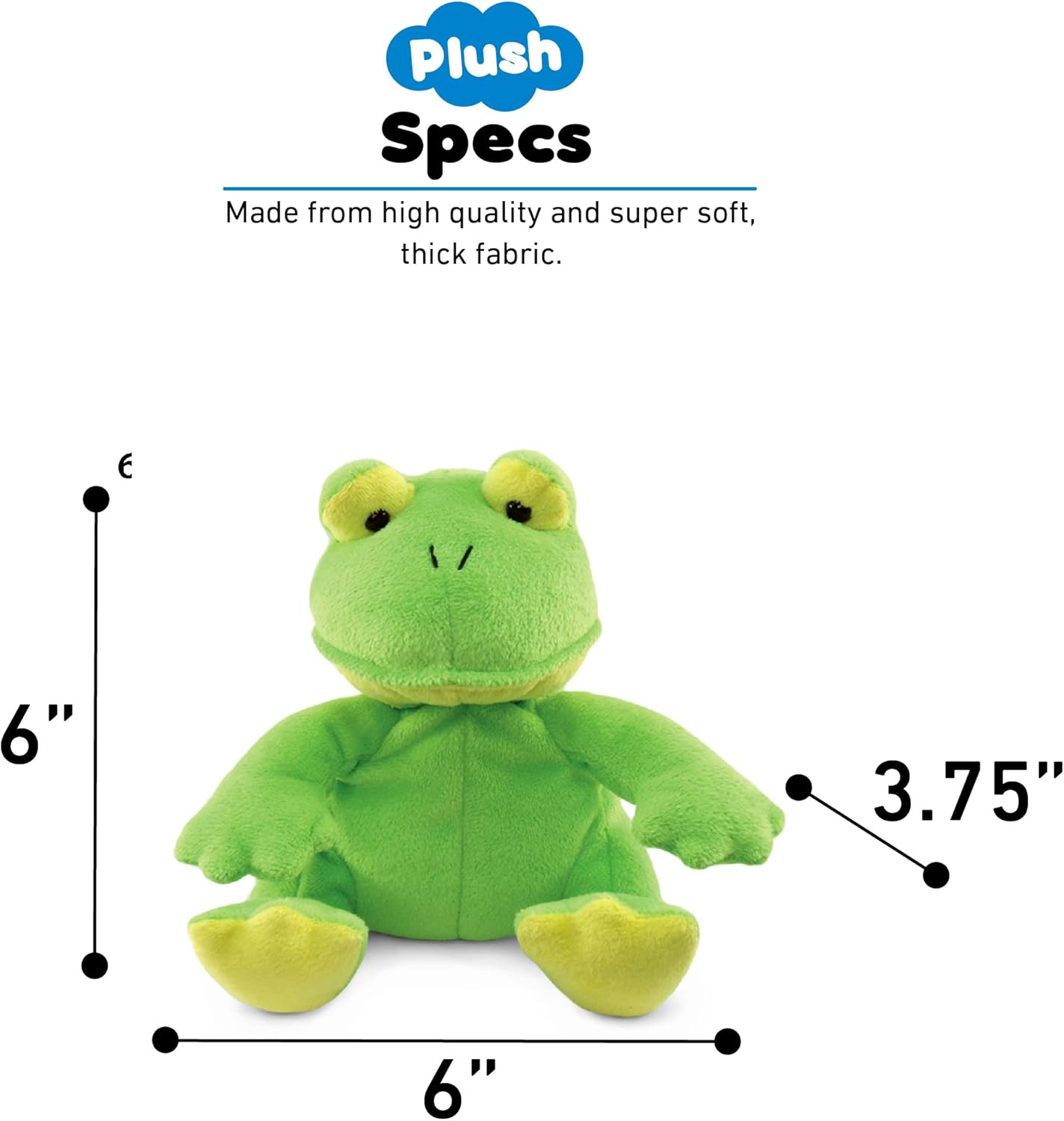 DolliBu Plush Frog Stuffed Animal - 6 Inch Green Huggable Toy