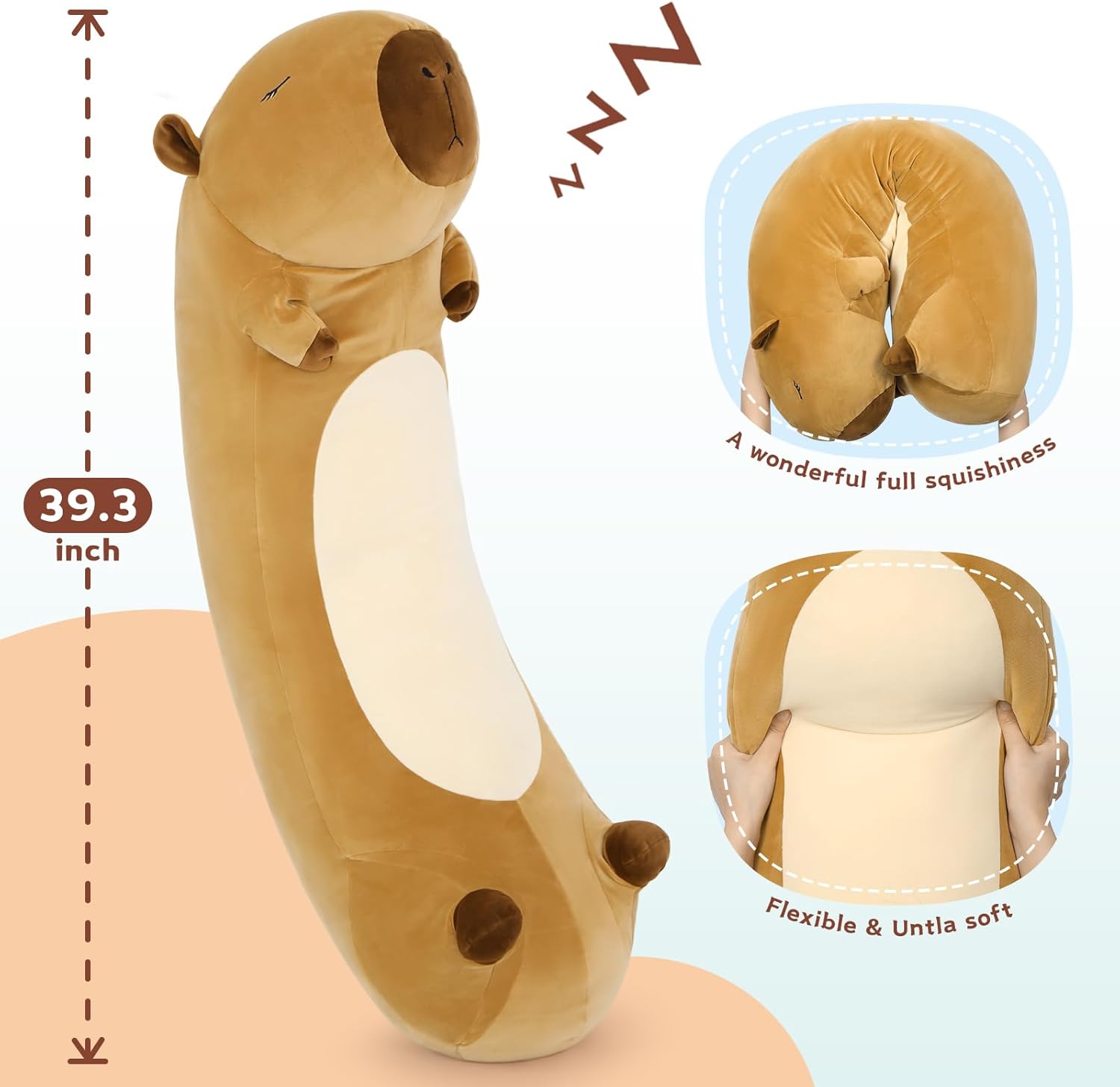MorisMos Capybara Body Pillow 393in Cuddly Plush Toy for Kids Adults