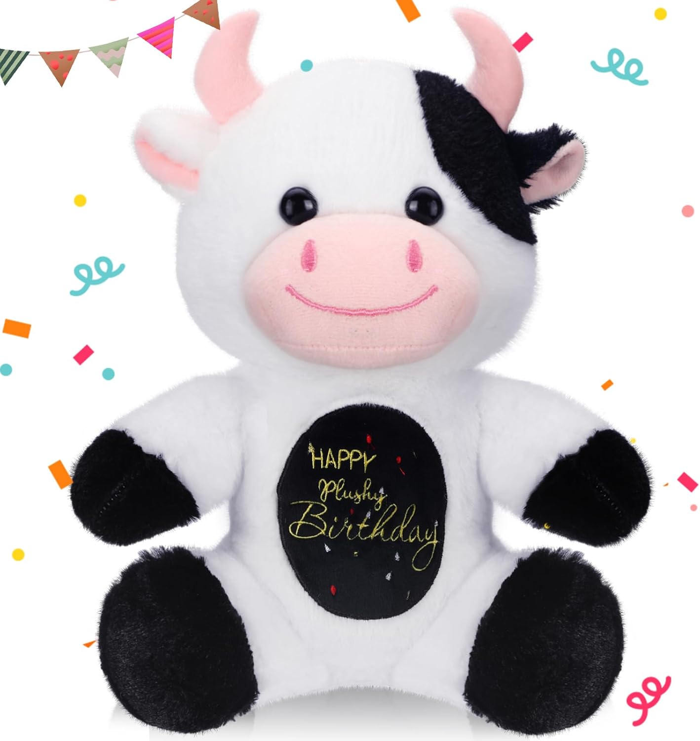 HyDren 98 Inch Happy Birthday Cow Plush Toy