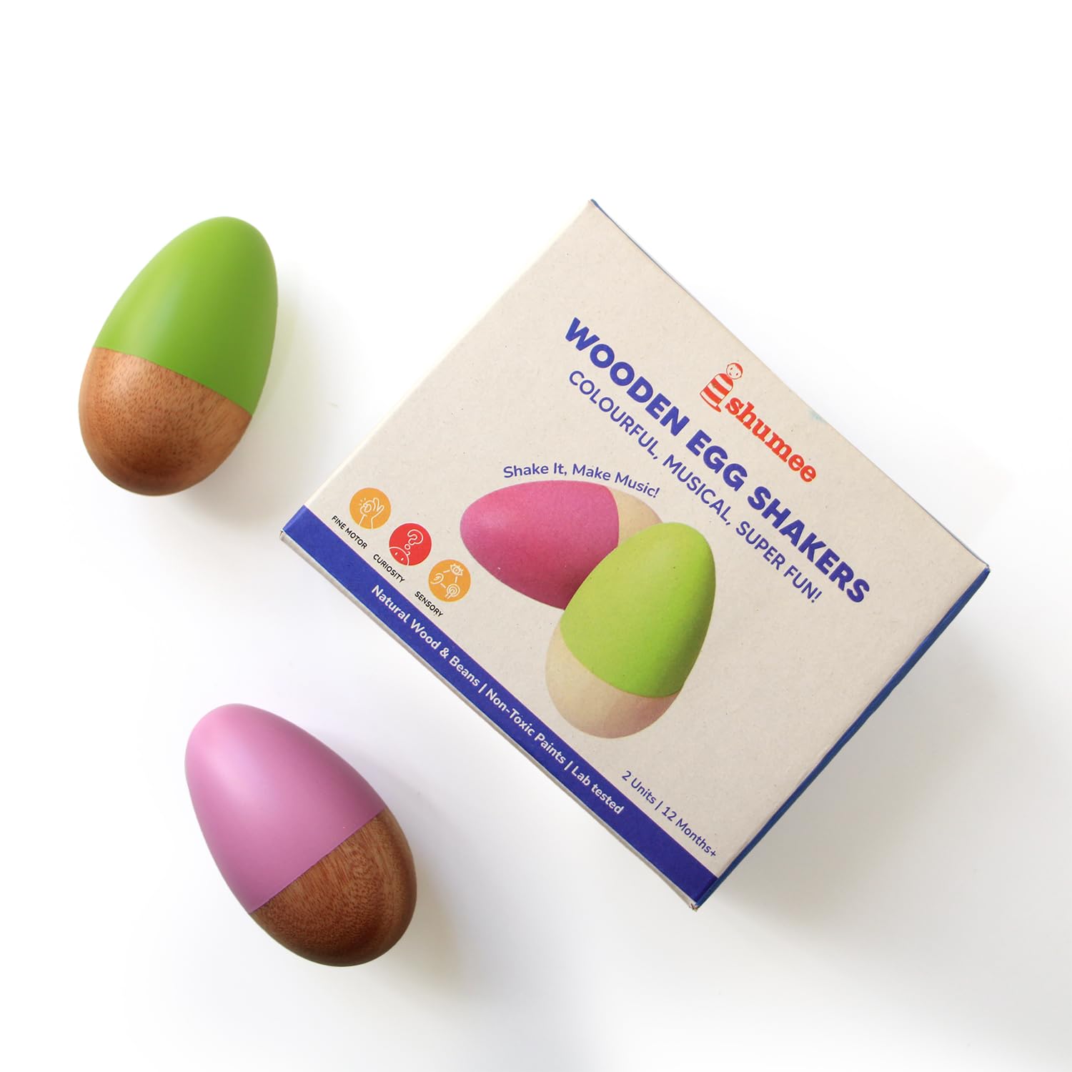 Shumee Wooden Easter Egg Shakers Set of 2