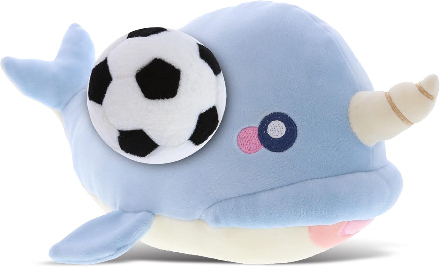 DolliBu Blue Narwhal Plush with Soccer Ball - 1175 Inch Huggable Stuffed Animal 1