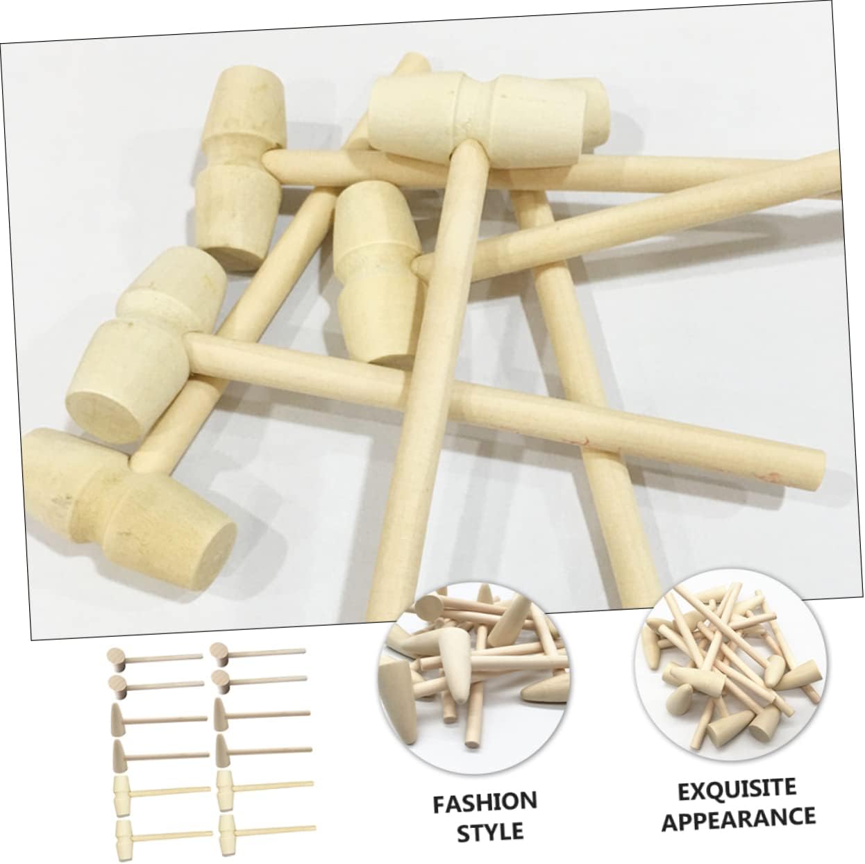 Toyvian Wooden Mini Hammers 15pcs Set for Preschoolers