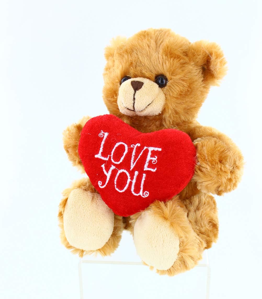 Plushland Stuffed Mocha Heart Bear 9 Inches