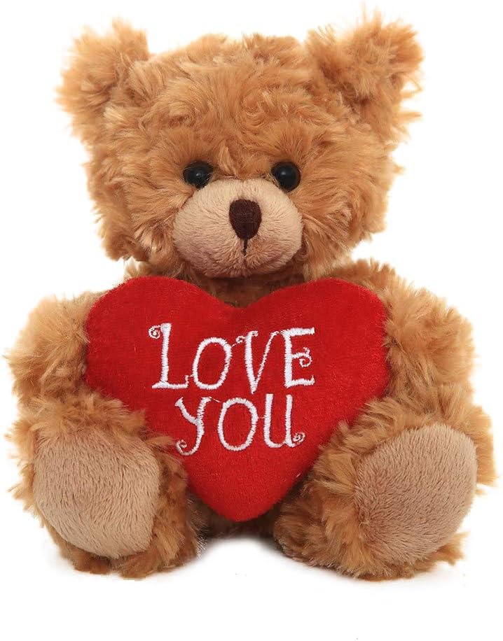 Plushland Stuffed Mocha Heart Bear 9 Inches